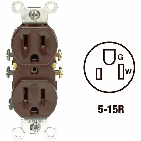LEVITON 15A Brown Shallow Grounded 5-15R Duplex Outlet S10-05320-00S